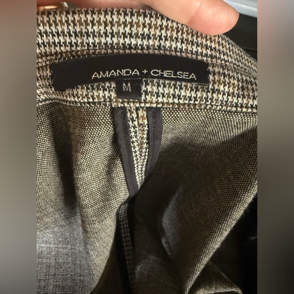 Amanda+Chelsea vintage Y2K brown Houndstooth one button preppy blazer pockets M - Picture 8 of 8